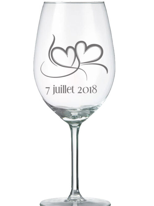 coupe gravée de mariage 2 coeurs