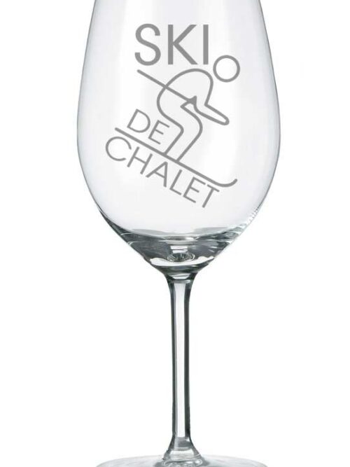 Coupe à vin gravée "Ski de chalet"