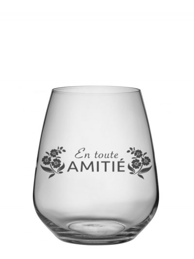 Verre à vin sans pied "En toute amitié"