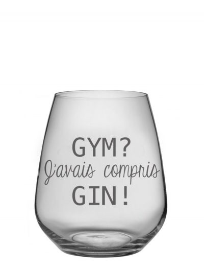 Verre à vin sans pied "Gym? j'avais compris gin"