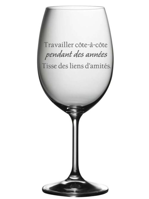 "Travailler côte à côte"- Coupe à vin