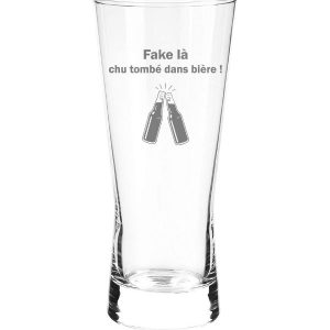 verre gravé citation humour: Fake là chu tombé dans bière