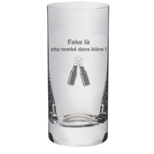 verre gravé citation humour: Fake là chu tombé dans bière
